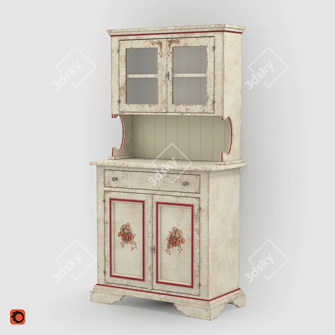 Classic Hand-Painted Kitchen Sideboard 3D model image 6