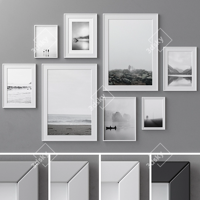 Versatile Photo Frames Set: 180 Pieces 3D model image 1