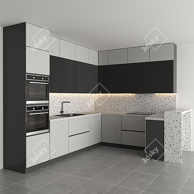 Modular Kitchen: Easy Edit, High Quality 3D model image 1