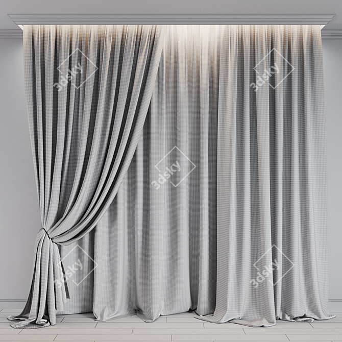 Modern Curtain Collection: 2 Colors 3D model image 2