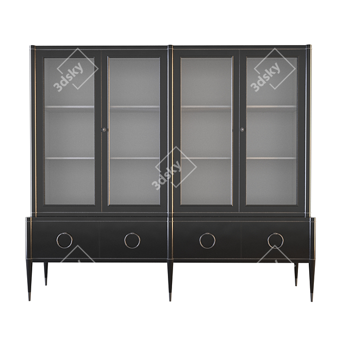 Ambra Libreria: Black Lacquered Bookcase with Metal Inserts 3D model image 5