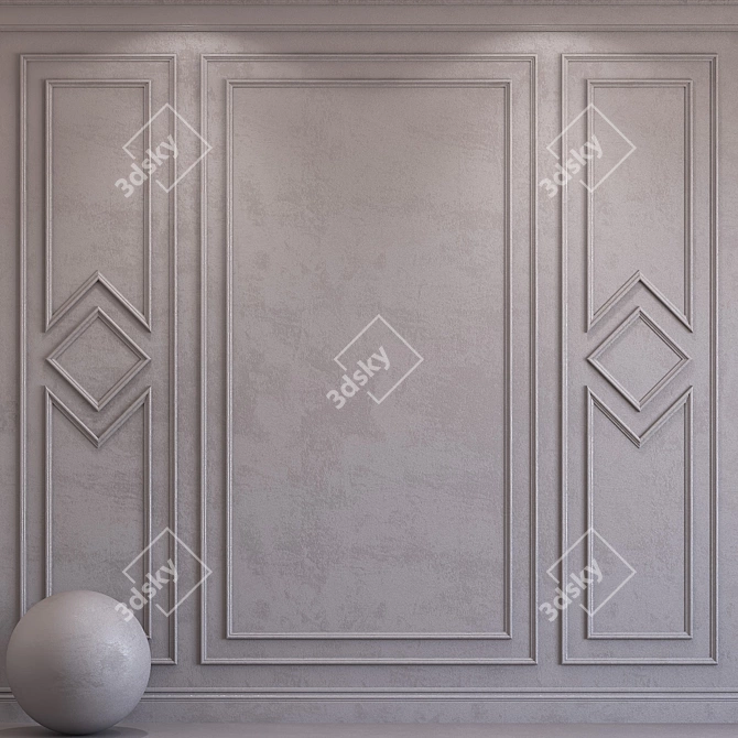 Opal Gray Decorative Plaster Molding 3D model image 1