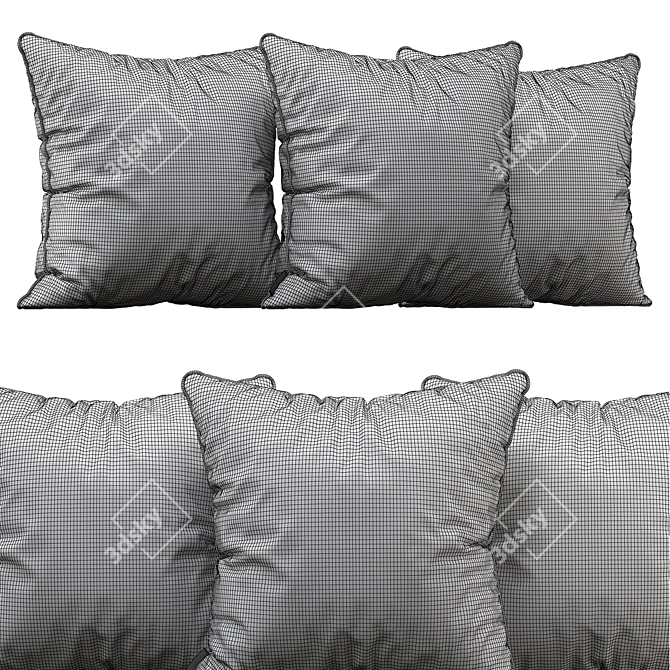 Luxury Velvet Pillows - Gold & Faux Leather 3D model image 2