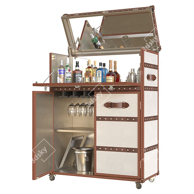 Luxury Mayfair Bar Cart 3D model image 1