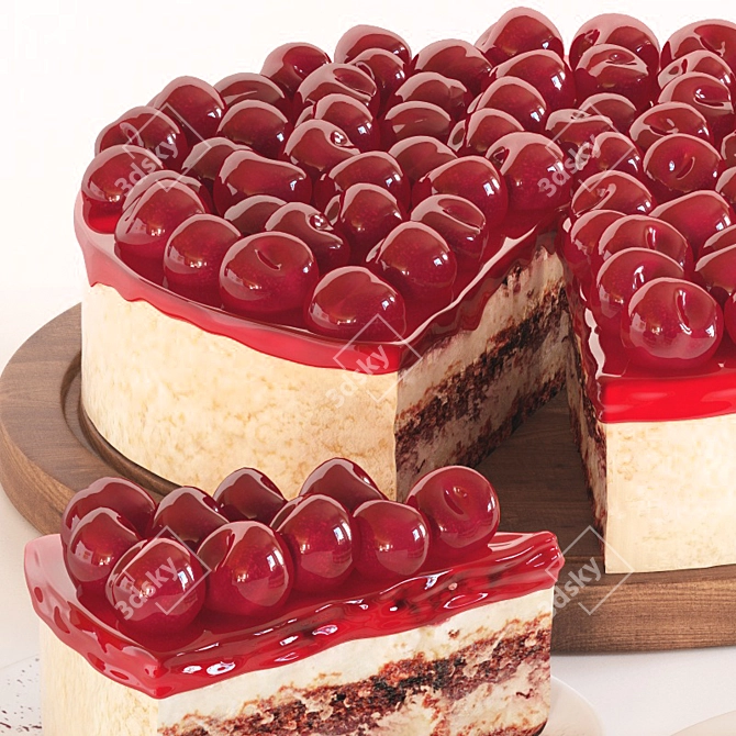 Cherry Delight Cake: Decadent, Delicious, Divine 3D model image 2