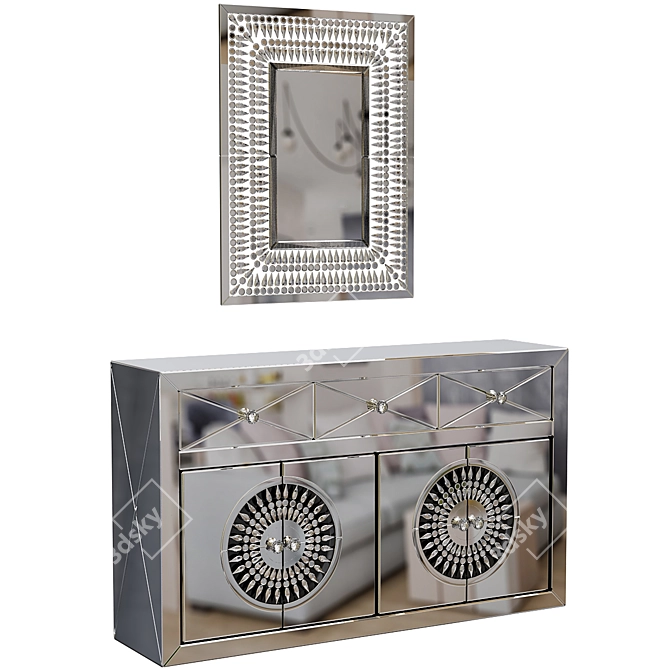 Mirrored Crystal Sideboard 3D model image 1