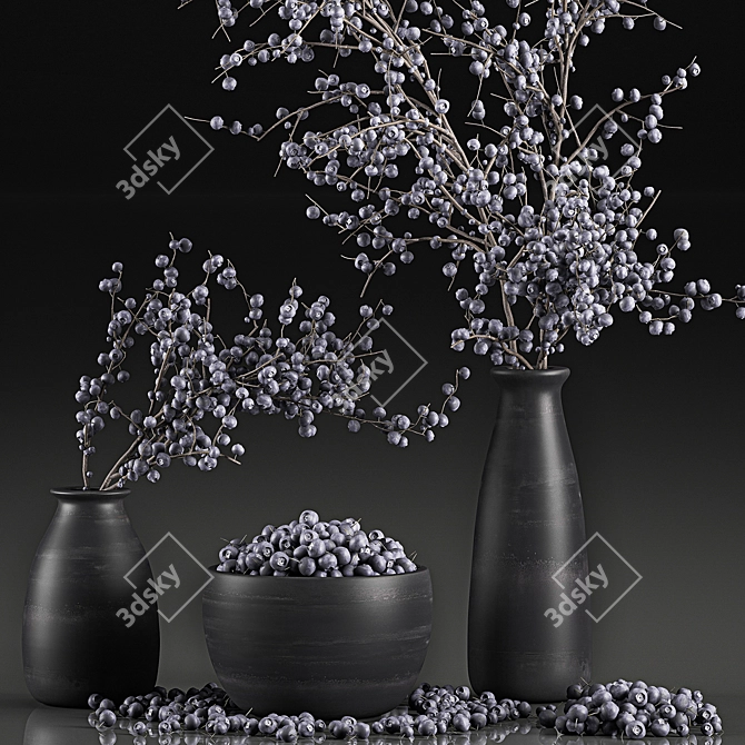 Berry Branches in Vase | Decorative Plant Collection 3D model image 4