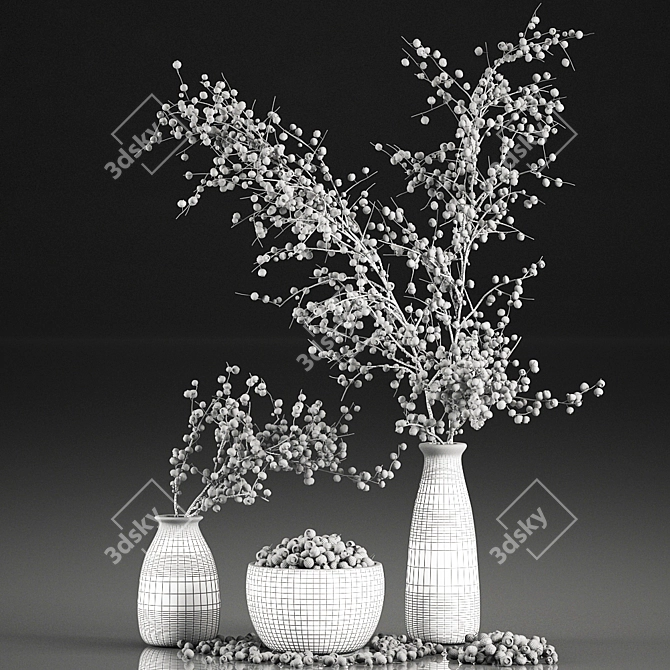 Berry Branches in Vase | Decorative Plant Collection 3D model image 5