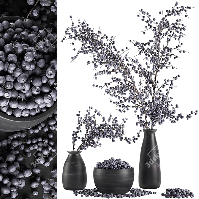 Berry Branches in Vase | Decorative Plant Collection 3D model image 6