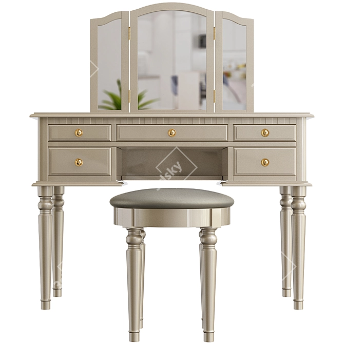 Brookland Metallic Silver Vanity Set 3D model image 4