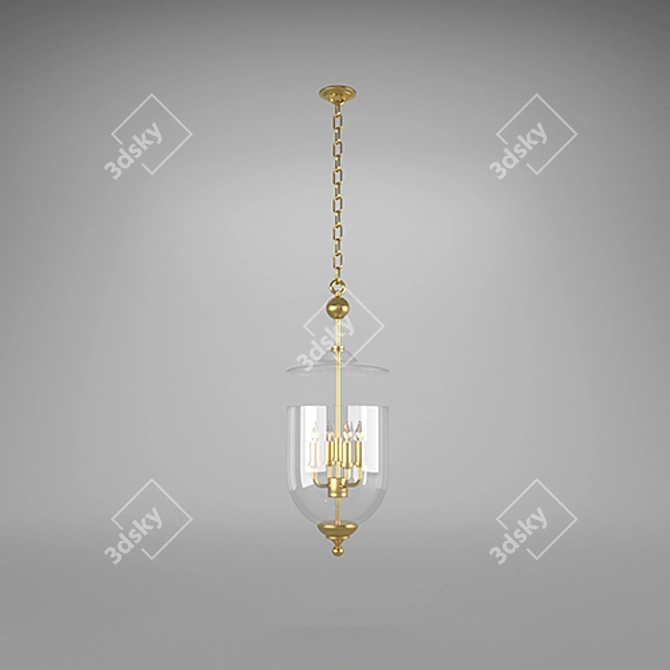 Modern Brass Lantern: Darryl's Timeless Glow 3D model image 1