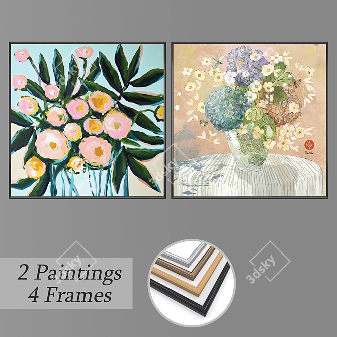 Modern Wall Art Set with Multiple Frame Options 3D model image 1