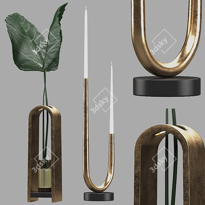 Luxury Gold Plate Set 3D model image 8