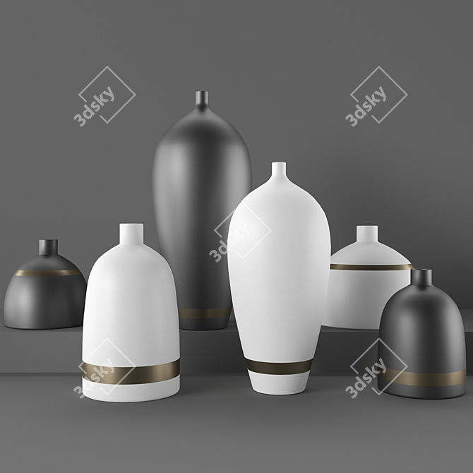 Minimalist Japanese Vases 3D model image 1