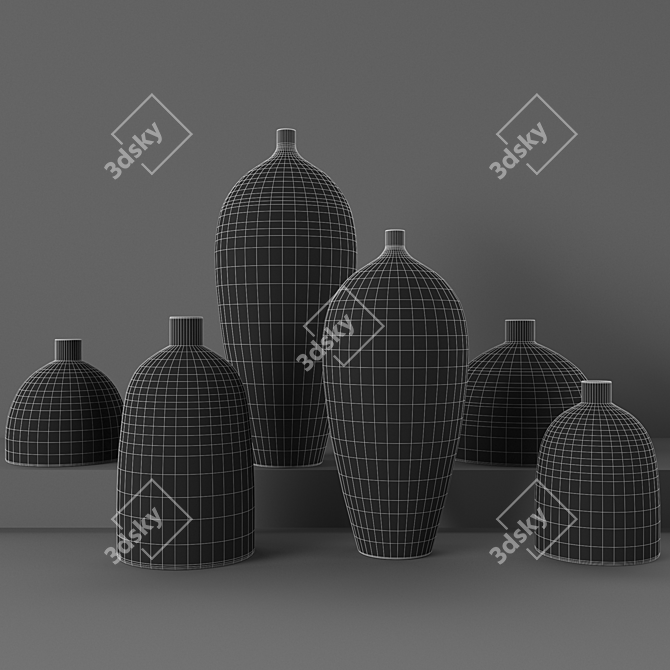 Minimalist Japanese Vases 3D model image 2