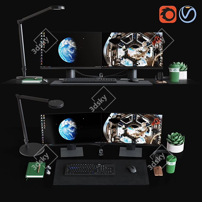 CG Artist Desktop Set 3D model image 1