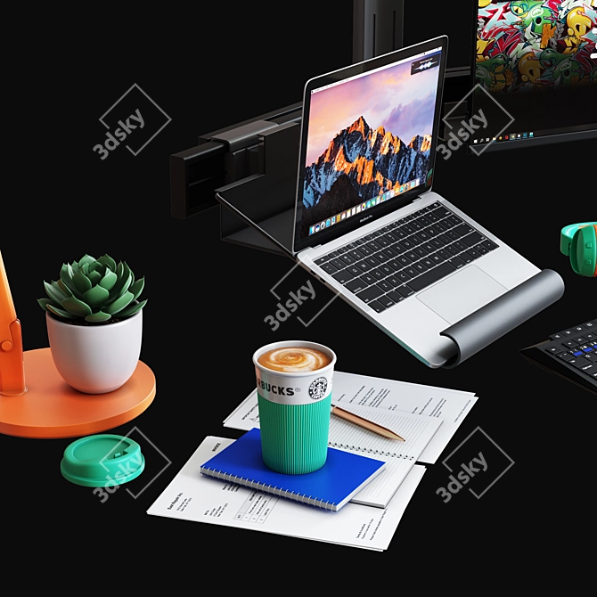 Designer Desktop Set 3D model image 4