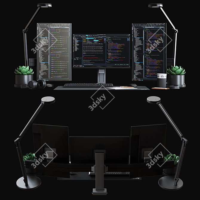 IT Specialist Desktop Set 3D model image 2