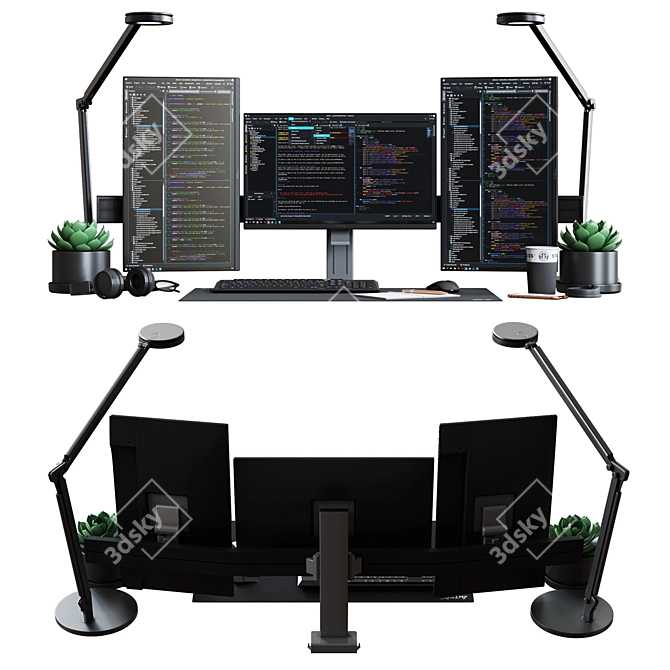 IT Specialist Desktop Set 3D model image 6