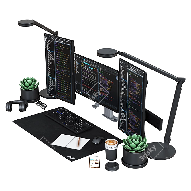 IT Specialist Desktop Set 3D model image 7