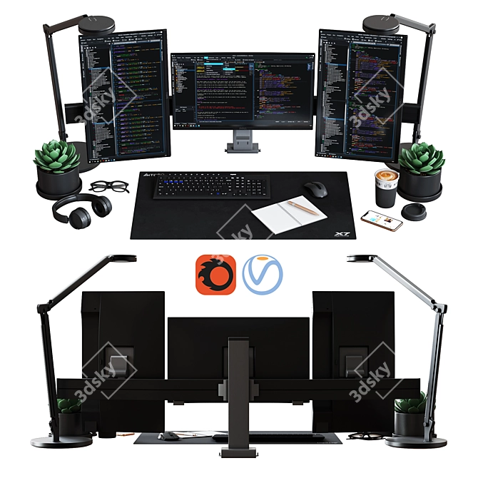 IT Specialist Desktop Set 3D model image 10