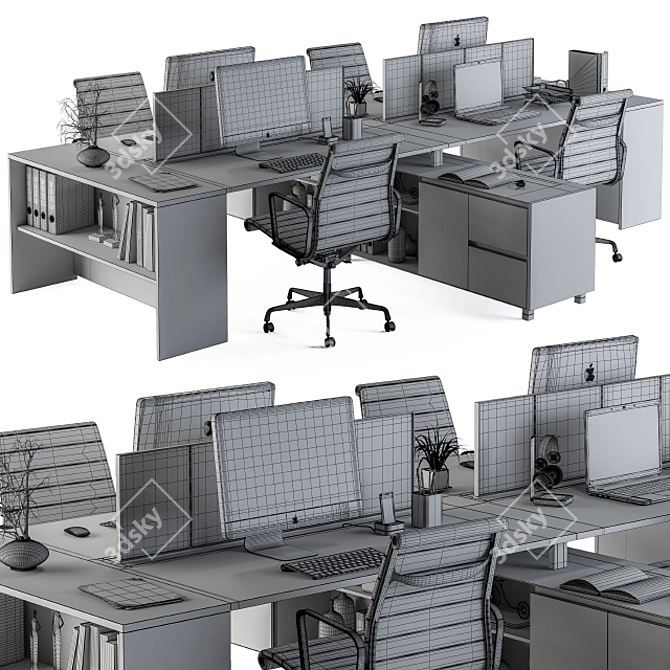 Executive Office Furniture Set 3D model image 5