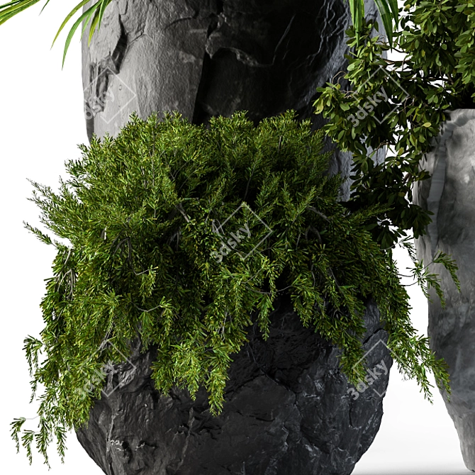 Rock Pot Plant Set 3D model image 3