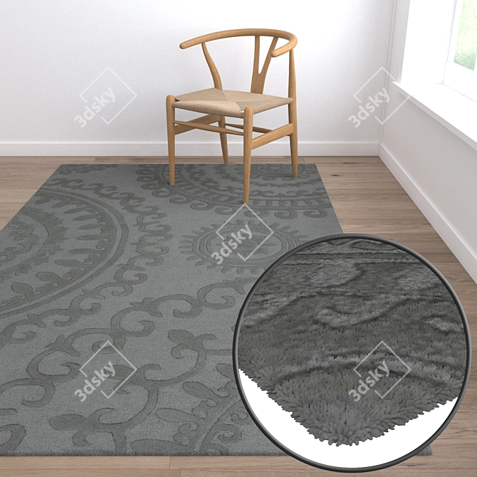 Luxury Textured Carpet Set 3D model image 5