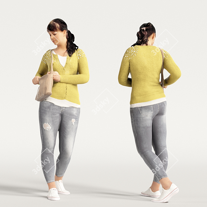 Realistic 3D Scanned Woman: 3 Variations 3D model image 5