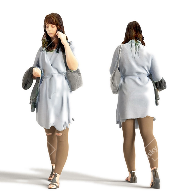 Realistic 3D Scanned Woman | 3 Color Variations 3D model image 2