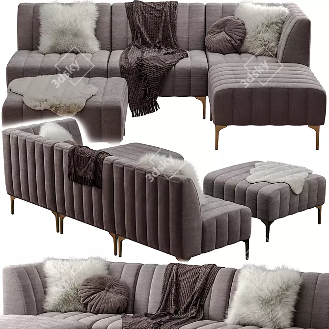 Luxurious Pottery Barn Avalon Sectional 3D model image 3