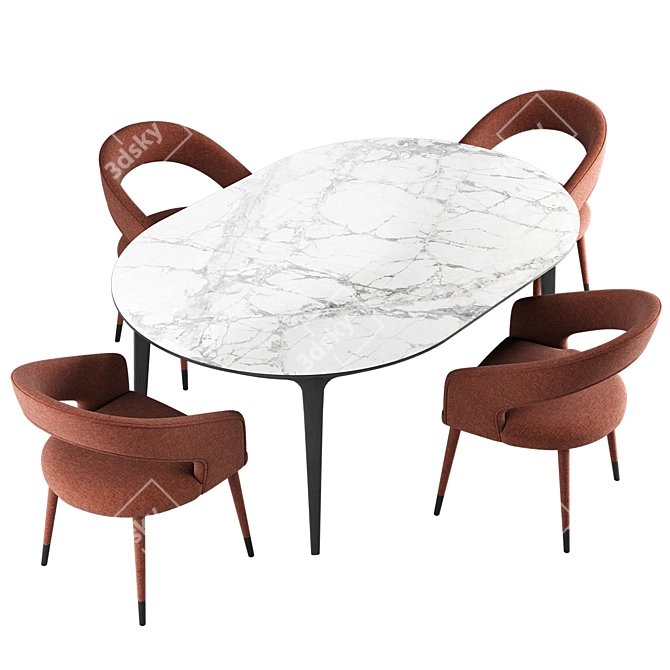 Modern Link Dining Set 3D model image 4