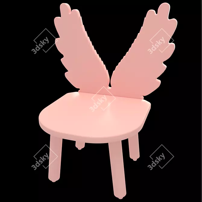 "Angel Wings" Kids Chair with Table 3D model image 1