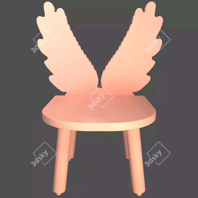 "Angel Wings" Kids Chair with Table 3D model image 2