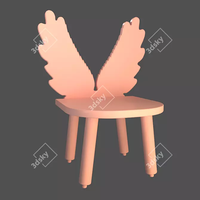 "Angel Wings" Kids Chair with Table 3D model image 3