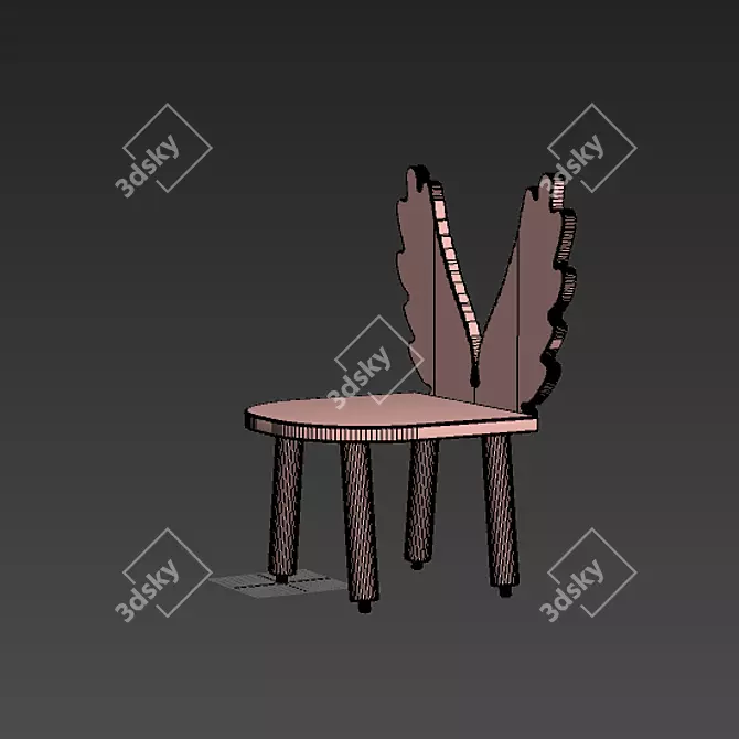 "Angel Wings" Kids Chair with Table 3D model image 5