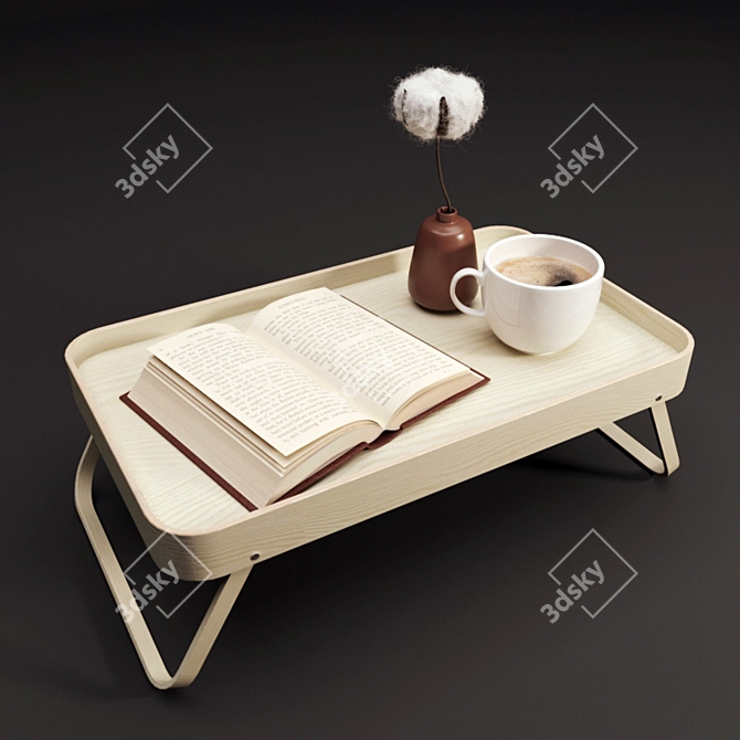 ZARA HOME Folding Breakfast Tray with Decor 3D model image 1