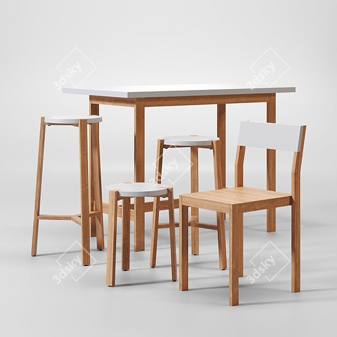 Happy Bar Stool Set - A2 Design 3D model image 1