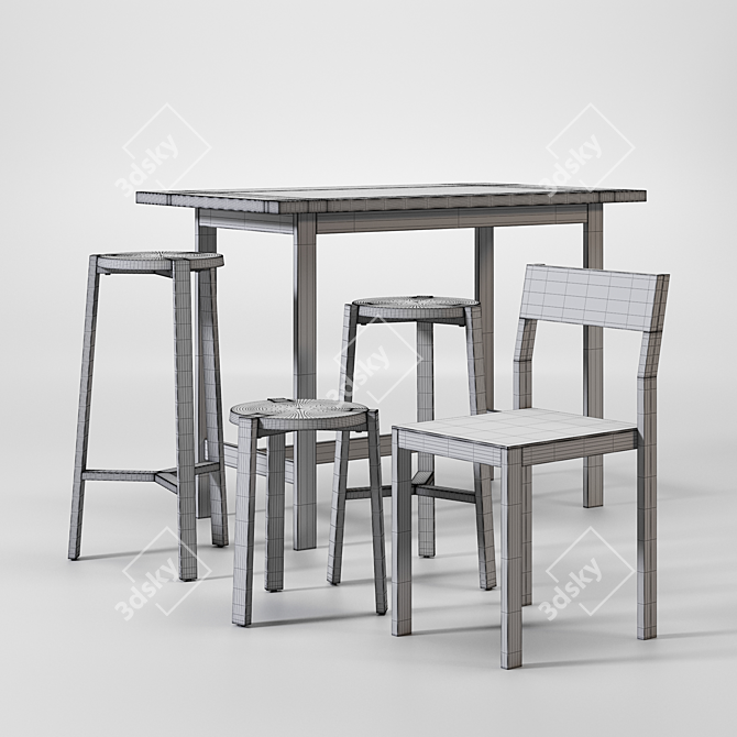 Happy Bar Stool Set - A2 Design 3D model image 2