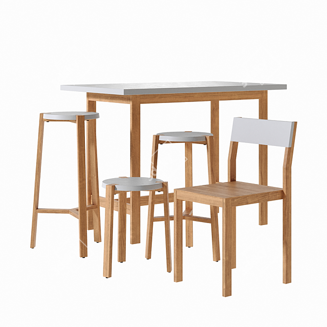 Happy Bar Stool Set - A2 Design 3D model image 6