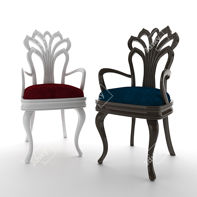 Elegant Carved Chair 3D model image 1