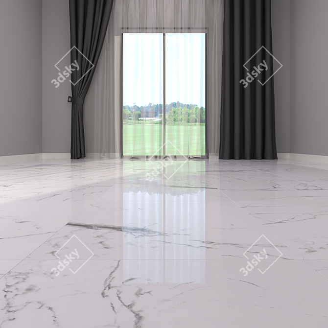 Flow White Marble: Luxurious Multi-Texture Flooring 3D model image 2