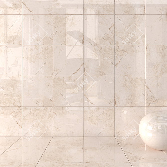 Malena Ivory Wall Tiles: Elegant & Versatile Marble Set 3D model image 1