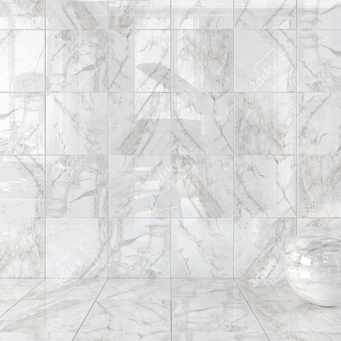 Nora White Marble Wall Tiles 3D model image 1