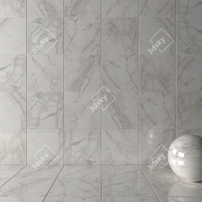 Nora White Marble Wall Tiles 3D model image 2