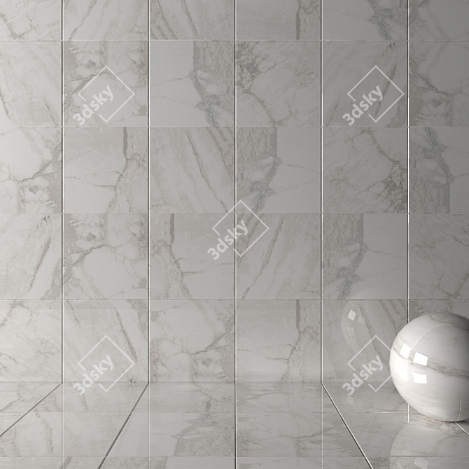 Elegant Nora White Marble Tiles 3D model image 2