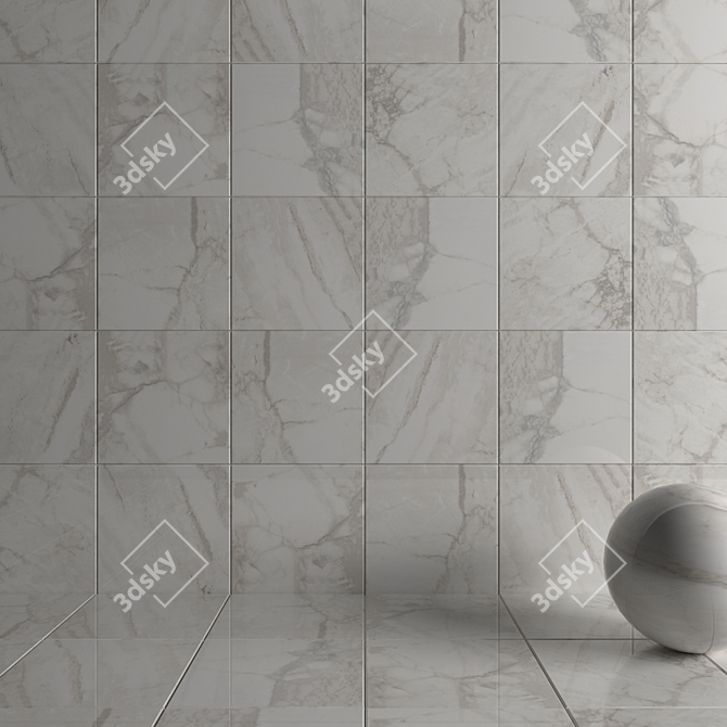 Elegant Nora White Marble Tiles 3D model image 3