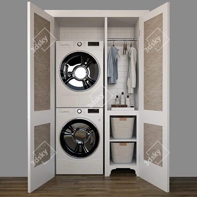 LG Laundry Set I: DLEC888W Dryer & WM1388HW Washer 3D model image 1