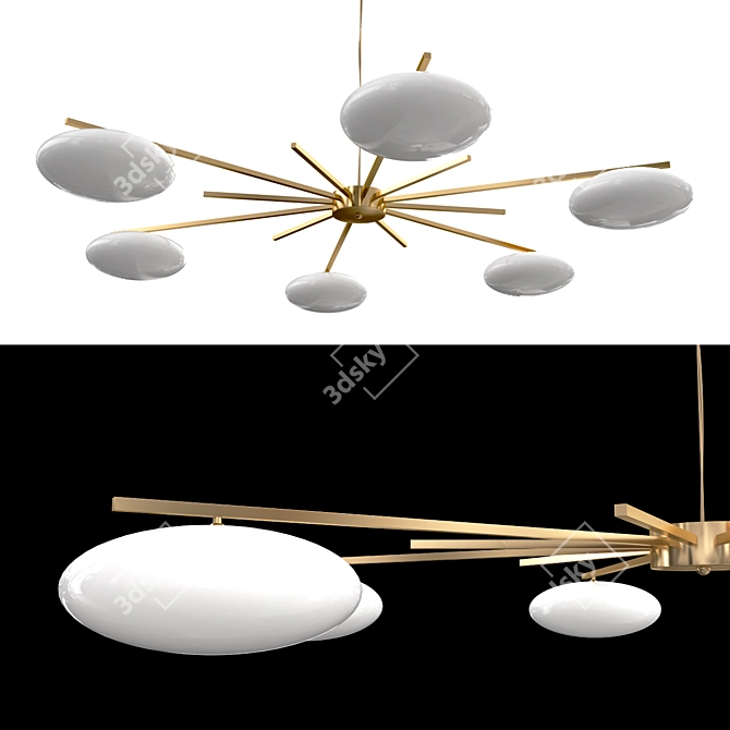 Italian Brass Starburst Chandelier 3D model image 1