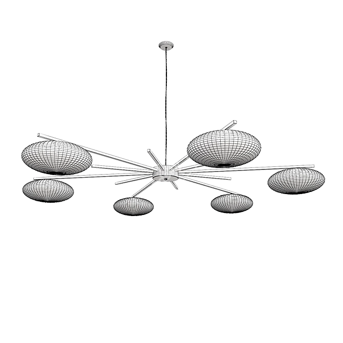 Italian Brass Starburst Chandelier 3D model image 5